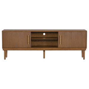 Mirod elegante supporto TV porte scorrevoli salvaspazio Design verticale a righe robusto in legno massello gambe versatili Console TV laterale - Product Image 5