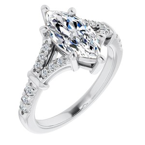 Marquise Cut <b>Split</b> Shank Luxury Moissanite <b>Ring</b> 925 Sterling Silver White Gold Plated Engagement Wedding Party Promise Gift for - Product Image 3