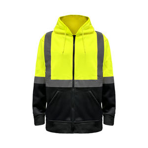 Sudadera de Seguridad Reflectante de Alta Visibilidad con Cremallera Completa, Chaqueta de Trabajo con Capucha Desmontable, Impermeable y Transpirable, Ropa de Trabajo de Seguridad OEM - Product Image 1