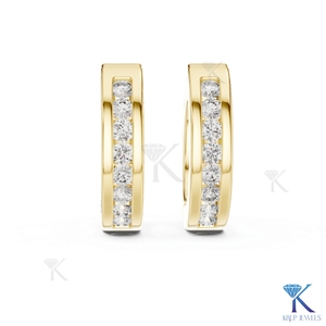 Lab Grown CVD HPHT Diamond Channel Set Huggie Hoop <b>Earrings</b> 14K <b>Solid</b> Gold Luxury Women Wedding Bridal Jewelry KRUP JEWELS - Product Image 3