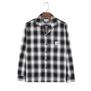 Chemise décontractée pour homme à manches longues, col rabattu, à carreaux, en polyester/coton, avec blocs de couleur - Product Image 6