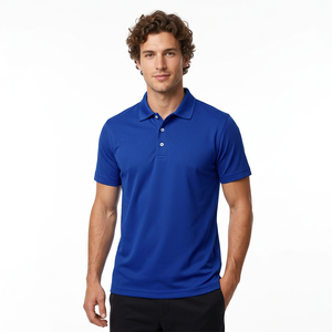 Camisa de Hombre Azul de Manga Corta, 100% Algodón Piqué, Corte Regular, Color Sólido Informal, Diseño de Punto Transpirable - Product Image 4