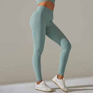 Nouveaux Leggings de Sport pour Femmes, Leggings Côtelés Sans Couture, Leggings Solides à Taille Haute, Leggings de Yoga et de Course - Product Image 6