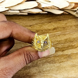 Antique Design Owl <b>Ring</b> Boho Brass <b>Rings</b> <b>Men</b> 18k Gold Plated Animal Design Gothic Chunky Amethyst Jewelry <b>for</b> Wholesale/OEM/ODM - Product Image 2
