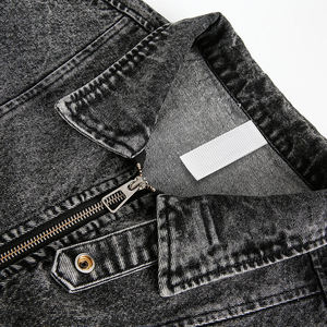 Adjustment Collar Winter Outerwear Warm Denim <b>Jackets</b> for Men & <b>Women</b> Ribbed Cuff & Hem Streetwear Zip-Up Black Denim <b>Jacket</b> - Product Image 3