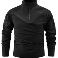 T-shirt formel d'extérieur pour homme à manches longues en coton, col rond, plusieurs poches, respirant, anti-plis, séchage rapide, extensible
