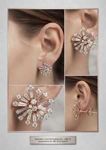 Pendientes de Diamantes Cultivados en Laboratorio en Oro Rosa, Diseño Floral, Joyería para Fiestas, Bodas y Compromisos - Product Image 2