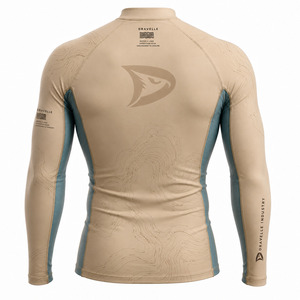 Dravelle Industry Men's Long Sleeve Rash Guard Black Teal Hex Pattern Raised Rubber Print Breathable 220g Quick Dry - Product Image 3