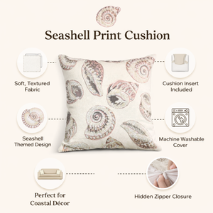 Funda de cojín decorativa con estampado de conchas marinas, funda de almohada suave de algodón para sofá, cama, sala de estar, decoración costera para el hogar al mejor precio - Product Image 3
