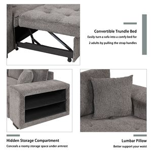 Divano Sezionale a L Reversibile da 265,7 cm con 3 Posti, Letto Estraibile, Chaise Longue con Contenitore e 2 Sgabelli - Arredamento Soggiorno - Product Image 5