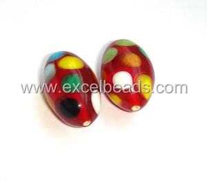 Cuentas de cristal de forma ovalada naranja hechas a mano con puntos, venta al por mayor, exportaciones de Excel para la fabricación de joyas, cuentas de cristal de Murano - Product Image 4