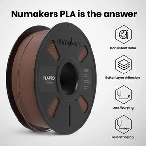 Filament PLA Pro Numakers de qualité supérieure, 1,75 mm, brun chocolat, impression 3D, haute résistance, résistance à la rupture, résistance à la température de 60°C, 1 kg - Product Image 2