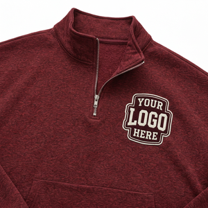 Wholesale Winter Burgundy Textured Quarter Zip <b>Tracksuit</b> Set Custom Pullover Jogger Pants 100% Cotton B2B Private Label Casual - Product Image 3