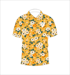 Polo à imprimé floral jaune pour hommes, manches courtes, décontracté, mode été, t-shirt de golf - Product Image 1