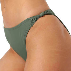 Conjunto de Bikini Ecológico Verde Sólido para Mujer, Verano, Cuello Halter, Detalle Trenzado, Spandex, Poliéster, Dos Piezas, Tanga, Secado Rápido - Product Image 5