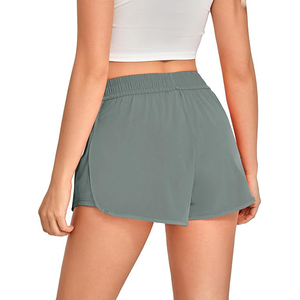 Teal Grey High Elastic Waist Women Gym <b>Shorts</b> <b>Flowy</b> Running <b>Shorts</b> Breathable Quick Dry Polyester Fitness Workout <b>Shorts</b> - Product Image 4