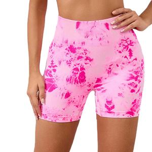 Customizable Quick Dry Gym Shorts Mid Waist <b>Tie</b> <b>Dye</b> Pants for Workout Fitness Yoga Sports <b>Leggings</b> - Product Image 1