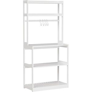 Scaffale per Microonde in Bambù a 5 Ripiani Resistente con 4 Ganci, Scaffalatura da Cucina per Organizzazione - Product Image 1