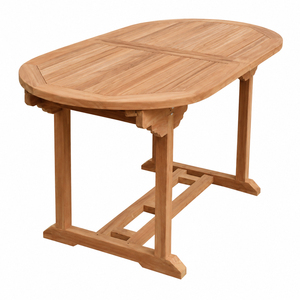 Outdoor <b>Dining</b> Solid Teak <b>Extendable</b> Oval Patio <b>Table</b> Traditional Design Butterfly Extension Garden Resort Wholesale - Product Image 5