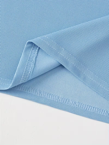 Adult Unisex Polo <b>Long</b> Sleeve Mid-Large Solid Color Loose Waffle 100% Cotton High School Uniform Back-To-School Season - Product Image 6