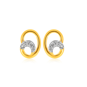 Pendientes de Diamantes Minimalistas con Corte Brillante Redondo en Oro Amarillo para Uso Diario de Mujer, Diseño Curvo y Elegante - Product Image 1