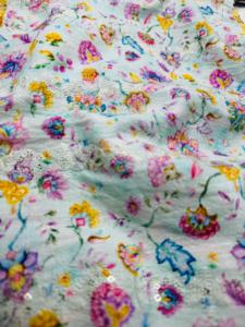 Premium 100% Cotton Twill Woven Brocade Fabric Wrinkle Resistant Eco-Friendly Soft Glossy Digital Floral Print Lightweight - Product Image 3