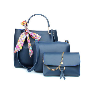 Ensemble de sacs fourre-tout en cuir de vachette bleu pour femme, sac à bandoulière, sac à main assorti, accessoire de mode - Product Image 2