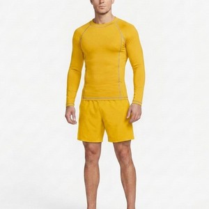 Unisex Full <b>Sleeve</b> Rash Guard Yellow Quick Dry Spandex Polyester Sport <b>Top</b> Adult <b>Swim</b> Wear UPF50+ Anti-Bacterial - Product Image 1