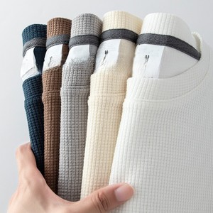 T-shirt décontracté ample à col rond en tissu gaufré, manches courtes, design uni, broderie personnalisée avec logo, prix usine Chine-Bangladesh - Product Image 5