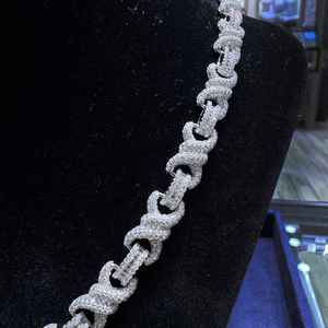 925 Silver Moissanite Diamond Cuban Link <b>Chain</b> Necklace Hip Hop Bling Jewelry <b>Rapper</b> Style Party Wear - Product Image 1