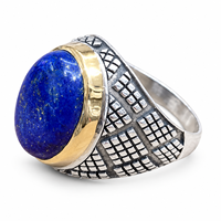 Bague en argent sterling 925 avec cabochon lapis-lazuli pour homme, faible MOQ, échantillon de 1 pièce, vente en gros