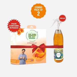 Pack Combo Citrus Blast : 10 Sachets de Gel et Spray Désodorisant d'Ambiance Spark – Parfum Longue Durée, Élimination Instantanée, Fraîcheur d'Air Domestique - Product Image 1