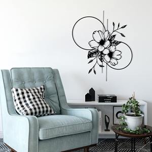 Décoration murale géométrique moderne en métal, motif floral, faite à la main, style minimaliste, idéale pour le salon, la chambre, le bureau et les espaces créatifs - Product Image 5