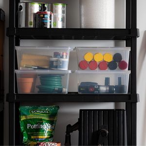 Set di 4 Contenitori Trasparenti da 15 Quarti con Coperchi, Scatole Impilabili per Scarpe e Organizzatori per Armadi, Scaffali e Aule - Product Image 3