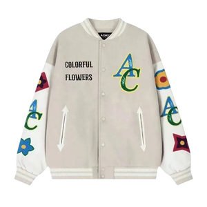 Nouvelles vestes universitaires en toile respirante pour hommes, personnalisables avec écussons en chenille vierges et décorations frontales en cristal, en laine surdimensionnée - Product Image 1