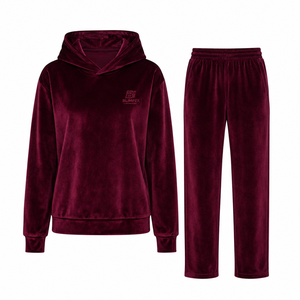 New Plain Vintage Plus Size Winter Breathable Hooded 100% Cotton <b>Velour</b> Velvet <b>Tracksuits</b> Custom Logo Luxury Sportswear Elastic - Product Image 1