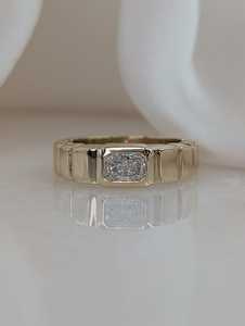 Unique Band Lab Grown 0.52CT Radiant Cut Diamond Bezel <b>Set</b> <b>Ring</b> For Women's 14K Solid <b>Gold</b> Engagement For Bridal Promise Gift - Product Image 1