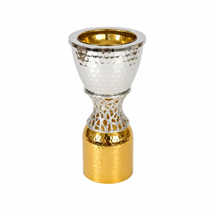 Mabkhara de luxe en métal bicolore or et argent, martelé, style Moyen-Orient, brûleur d'oud, cadeaux de Ramadan et de l'Aïd, décoration de bureau - Product Image 1