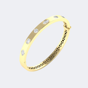 2.00CTW Mixed Cut Lab Diamond Station <b>Bangle</b> <b>Gold</b> EF Color VVS2 Multi Shape Brilliant Cut Prong Set Cuff Bracelet Jewelry - Product Image 4