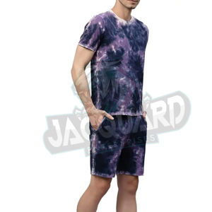 ชุดเสื้อและกางเกงขาสั้นสไตล์โมเดิร์นสำหรับผู้ชาย ชุดเสื้อแขนสั้นสำหรับผู้ชาย ชุดฤดูร้อนเนื้อผ้ามีเท็กซ์เจอร์ - Product Image 1