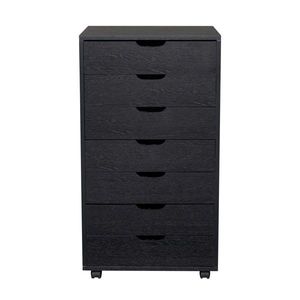 Armadio Mobile con 7 Cassetti in Legno Nero per Casa, Ufficio e Scuola, Struttura in Metallo per Uso in Armadio/Ufficio - Product Image 3