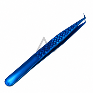 Pince à épiler isolée à 45 degrés pour extensions de cils, en acier inoxydable, avec grip texturé, logo personnalisé, instrument de beauté - Product Image 2