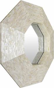 Superbe miroir mural décoratif octogonal artisanal avec incrustation de coquillages Capiz pour la décoration intérieure du salon, miroir en nacre - Product Image 4