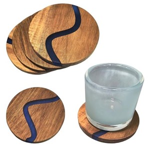 Sous-verres en bois d'acacia en gros - Ensembles de sous-verres en bois faits à la main - Product Image 2