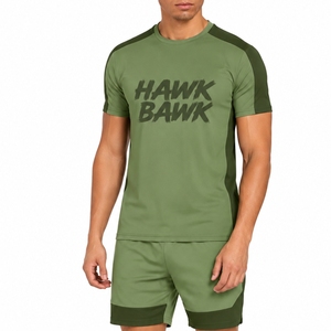 Conjunto de camiseta informal para hombre, pantalones cortos con cuello redondo, de secado rápido, con estampado de letras, ropa deportiva de verano, camiseta ligera, pantalones cortos informales para hombre - Product Image 1