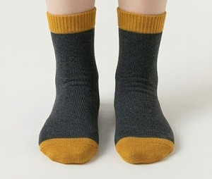 Chaussettes ras du cou pour femme, gris foncé, jaune moutarde, tricotées, respirantes, pour usage quotidien, automne, longueur standard, couleur unie - Product Image 2