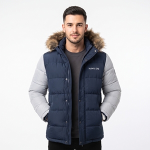 Wholesale <b>Men's</b> Corduroy Insulated Parka Two Tone Puffer Design Faux <b>Fur</b> Lined Warm Winter Outdoor <b>Coat</b> - Product Image 1