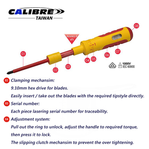 TAIWAN CALIBRE VDE <b>Interchangeable</b> Insulated Torque <b>Screwdriver</b> <b>Set</b> - Product Image 5