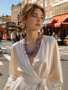 Women's Multilayer Beaded <b>Necklace</b> Imitation Pearl Crystal Rhinestone <b>Statement</b> Jewelry Party Fashion Accessory Wholesale Price - Product Image 1