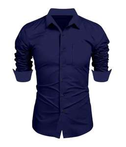 Chemise habillée homme nouvelle mode couleur unie à boutons manches longues printemps automne respirante anti-rétrécissement teinte unie 100% coton – Grande Vente - Product Image 5